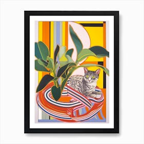 Iris With A Cat 2 Abstract Expressionist Art Print