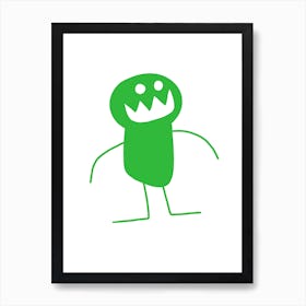 Kids Art Green Mascot Monster Art Print