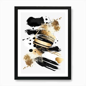 Gold And Black Abstract Painting 24 Art Print