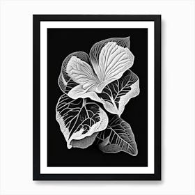 Primrose Leaf Linocut 1 Art Print