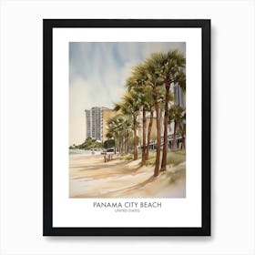 Panama City Beach 1 Watercolour Travel Poster Art Print