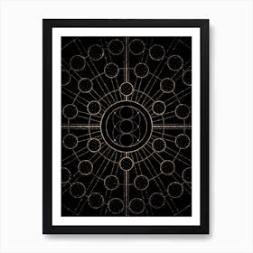 Geometric Glyph Radial Array in Glitter Gold on Black n.0152 Art Print