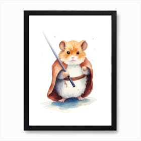 Baby Hamster As A Jedi Watercolour 2 Art Print