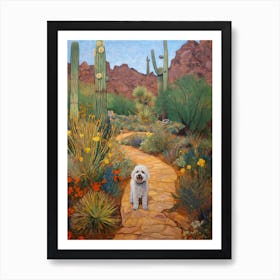 Painting Of A Dog In Desert Botanical Garden, Usa In The Style Of Gustav Klimt 04 Art Print