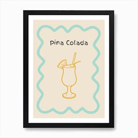 Pina Colada Doodle Poster Teal & Orange Art Print