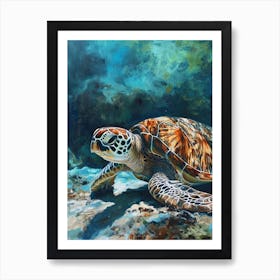 Sea Turtle On The Ocean Floor 4 Art Print
