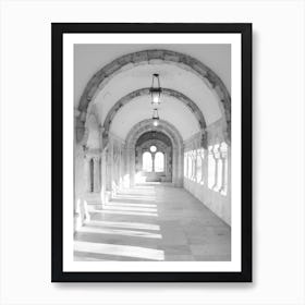 Black And White Fisherman's Bastion Arcades Art Print