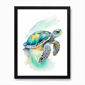 Conservation Sea Turtle, Sea Turtle Watercolour 1 Art Print
