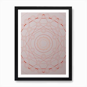 Geometric Abstract Glyph Circle Array in Tomato Red n.0046 Art Print