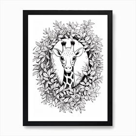 Line Art Jungle Animal Giraffe 4 Art Print