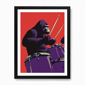 Gorilla Playing Drums Art Print