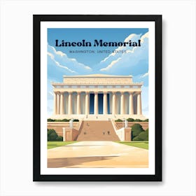 Lincoln Memorial Washington USA Building Monument Travel Art Illustration Art Print