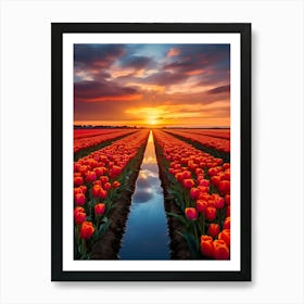 Sunset Over Tulips Art Print