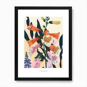 Colourful Flower Illustration Poster Foxglove 2 Art Print