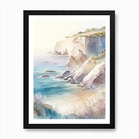 Coastal Cliffs And Rocky Shores Waterscape Gouache 1 Art Print