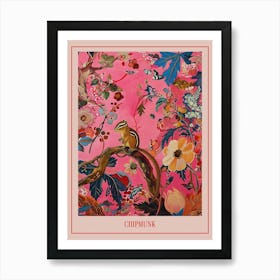 Floral Animal Painting Chipmunk 4 Poster Art Print