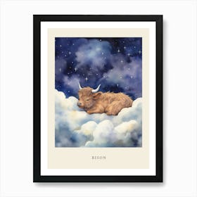 Baby Bison 3 Sleeping In The Clouds Nursery Poster Art Print