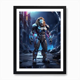 Lion In Cyborg Body #2 Art Print