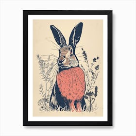 Harlequin Blockprint Rabbit Illustration 1 Art Print