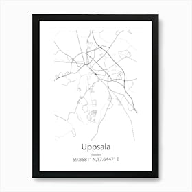 Uppsala,Sweden Minimalist Map Art Print