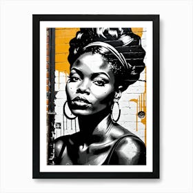 Vintage Graffiti Mural Of Beautiful Black Woman 99 Art Print