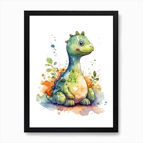 Brachiosaurus Cute Dinosaur Watercolour 6 Art Print