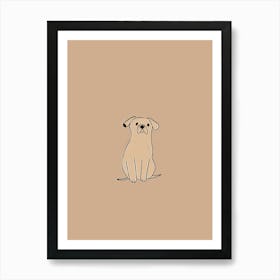 Cute Dog - Boho, Line Art Art Print