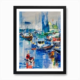 Port Of Bangkok Thailand Abstract Block harbour Art Print