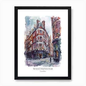 Westminster London Borough   Street Watercolour 3 Poster Art Print