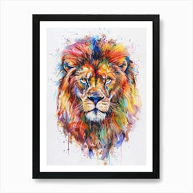 Lion Colourful Watercolour 1 Art Print
