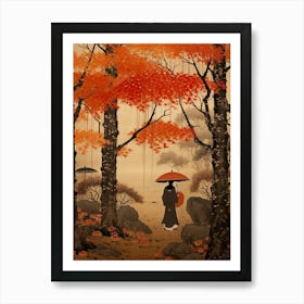 Seasonal Changes Japanese Style Illustration 3 Art Print