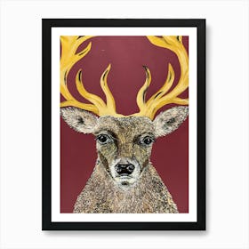 Deer with golden horns. Art Print