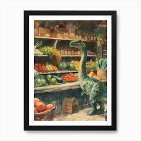 Dinosaur Grocery Shopping Storybook Style 2 Poster