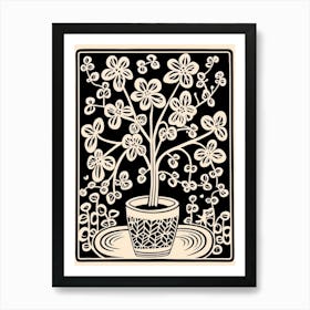 B&W Plant Illustration Wax Plant Art Print