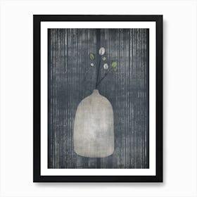 Blue Abstract Flower Vase Art Print