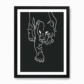 Tiger One Line Dark Art Print