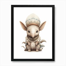 Watercolour Jungle Animal Baby Armadillo 2 Art Print