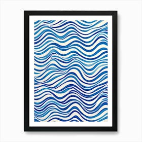 Blue Wavy Pattern 2 Art Print