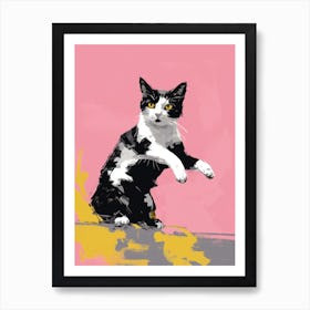 Cat On A Pink Background 1 Art Print