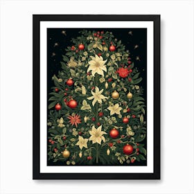 William Morris Style Christmas Tree 15 Art Print