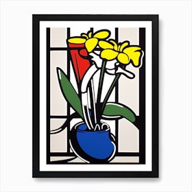 Sweet Pea Flower Still Life  3 Pop Art Style Art Print