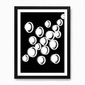 White Circles On Black Background Art Print