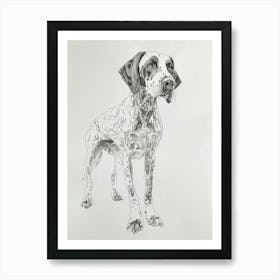Bluetick Hound Dog Line Sketch 2 Art Print