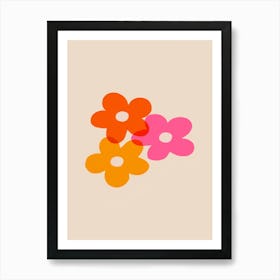 Flowers On A Beige Background Art Print