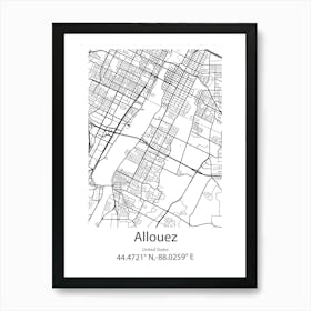 Allouez,United States Minimalist Map Art Print