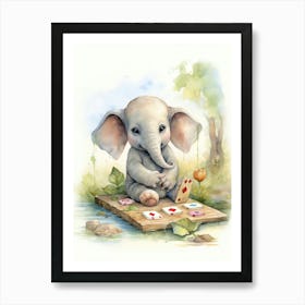 Elephant Painting Board Gaming Watercolour 2 Art Print