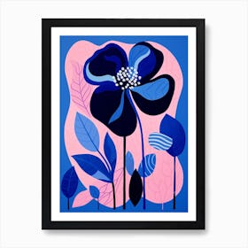 Blue Flower Illustration Flamingo Flower 1 Art Print