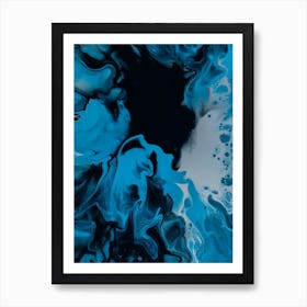 Abstract Blue Liquid Art Print