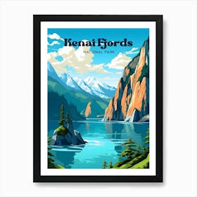 Kenai Fjords National Park Alaska Scenic Travel Illustration Art Print