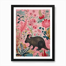 Floral Animal Painting Wombat 1 Art Print